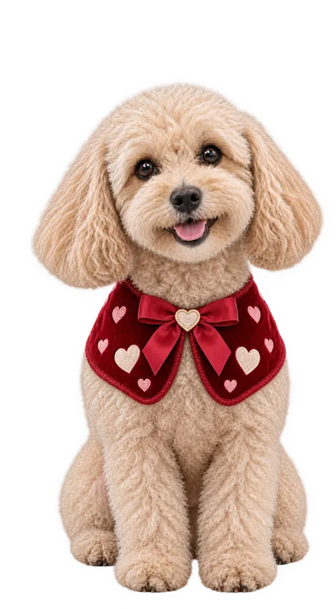 Ollie met een rood strikje met hartjes
